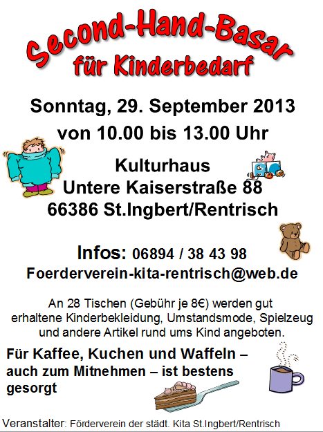 Second-Hand-Basar für Kinderbedarf der städt. Kita St.Ingbert/Rentrisch