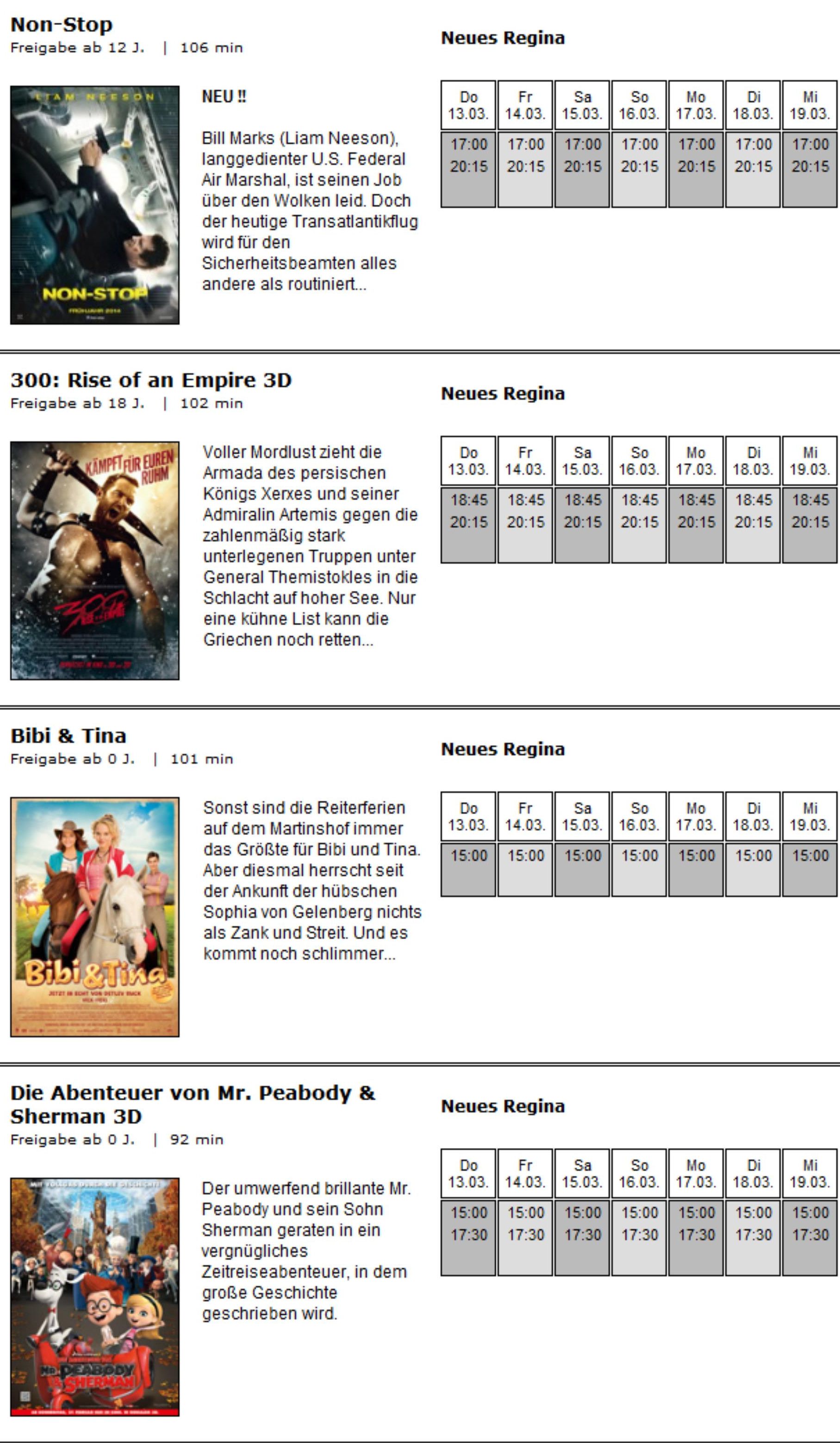 Wochenprogramm Neues Regina 13.03.14 – 19.03.14