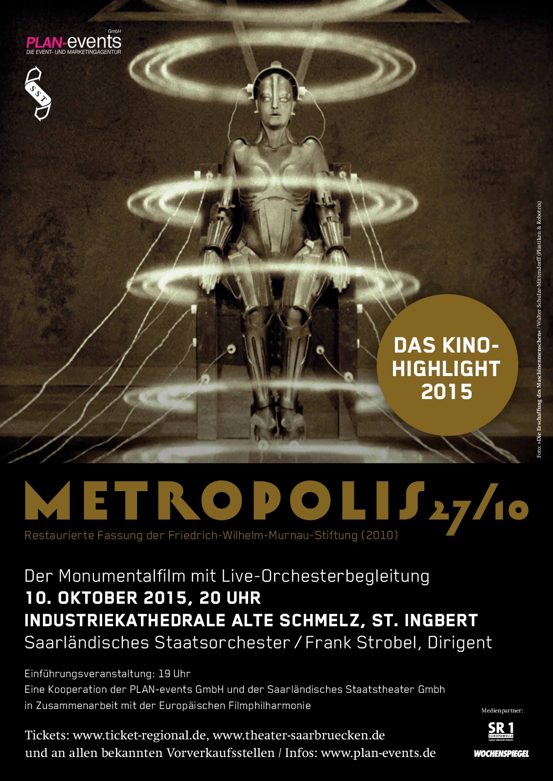 Metropolis auf großer Leinwand mit Live-Orchesterbegleitung