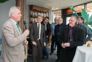 Bild: Oberbürgermeister Hans Wagner (links) empfing gemeinsam mit Werkleiter Hubert Wagner (2. von links) den Rat der Stadt Rastatt unter Leitung von Oberbürgermeister Hans Jürgen Pütsch (2. von rechts). Foto: Haßdenteufel/Stadt St. Ingbert 