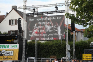 Das Spiel "Belgien-Ungarn" im Anschluss wurde nicht gezeigt und auf die St. Ingberter Gastronomie verwiesen (Foto: Frank Leyendecker)