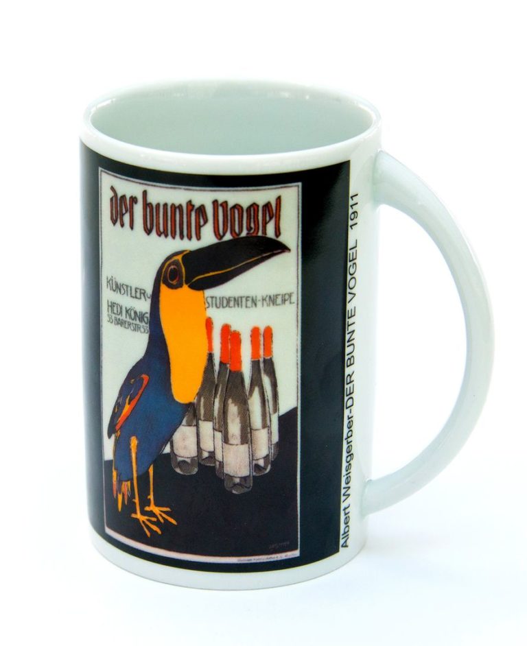 Weisgerbers beliebtes Motiv „Bunter Vogel“ jetzt neu als Porzellan-Tasse erhältlich