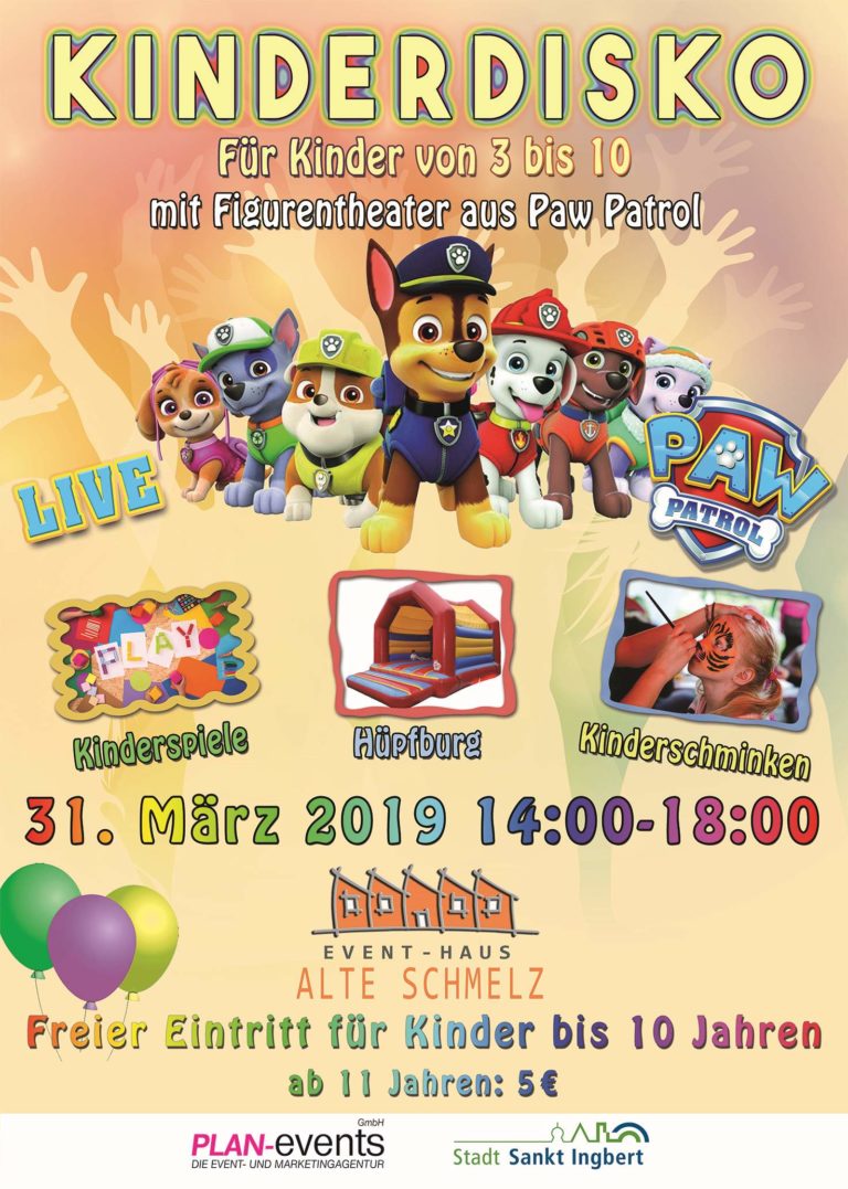 PLAN-events GmbH und die Stadt St. Ingbert präsentieren die Indoor-Kinderdisko