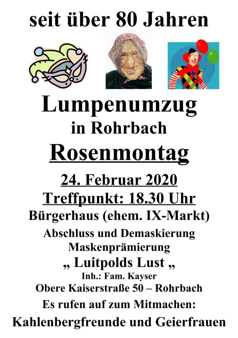 Lumpenumzug und Lumpenball am Rosenmontag in Rohrbach