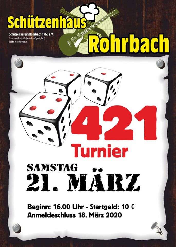 Würfelspiel  421  im Schützenhaus Rohrbach am 21. März 2020
