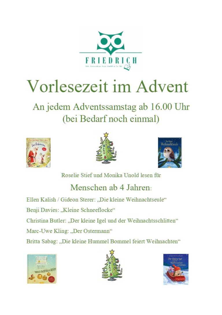 Vorlesezeit im Advent in der Buchhandlung Friedrich