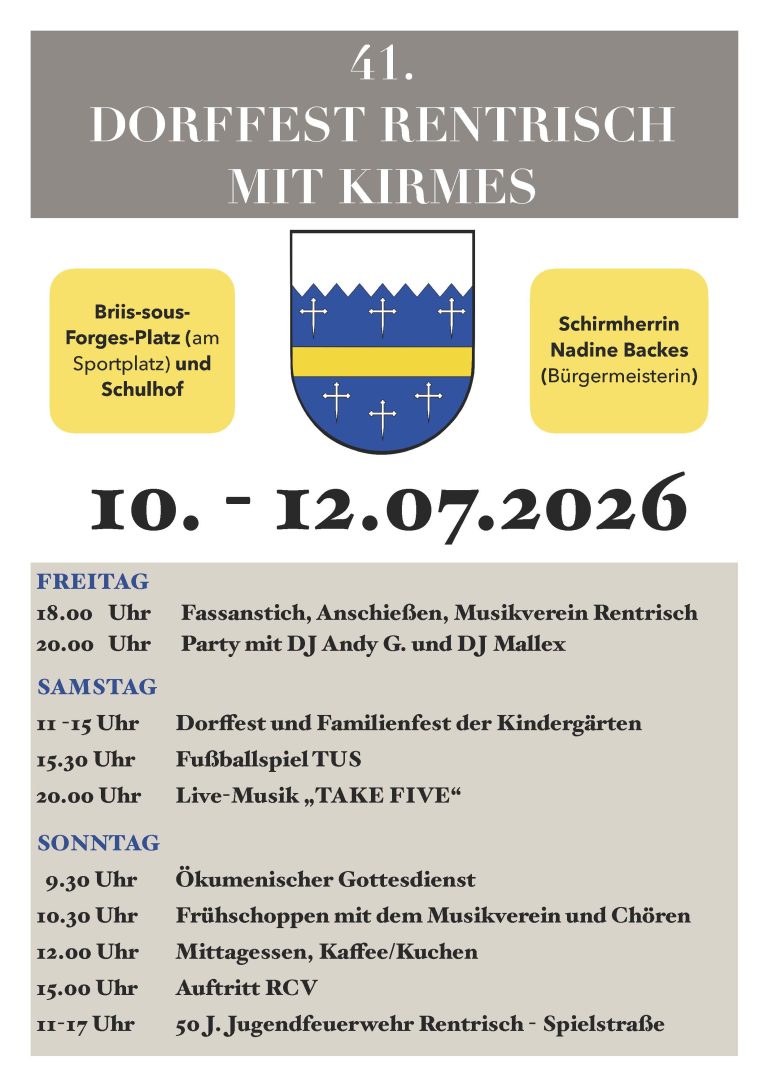 Drei Tage Musik, Vereinsleben und Familienprogramm: 41. Dorffest Rentrisch mit Kirmes