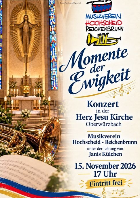 Plakat Kirchenkonzert Musikverein Hochscheid-Reichenbrunn, 15. November 2026, Herz-Jesu-Kirche Oberwürzbach